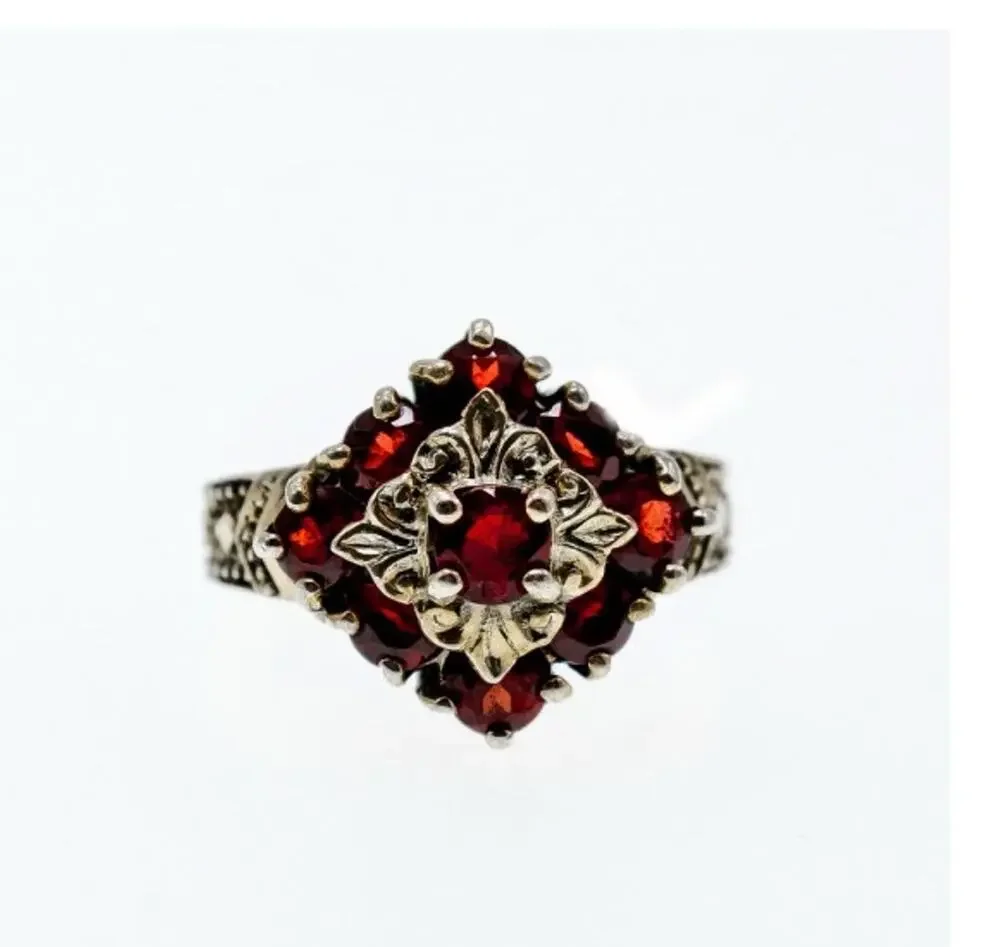 925 Sterling Silver Spessartine Ring Size 5.5